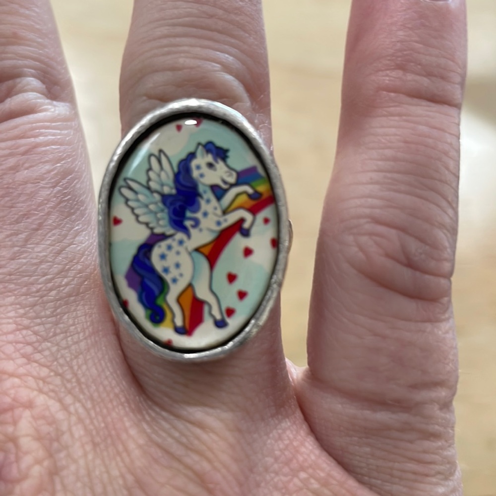 Classic hardware rainbow pegasus ring